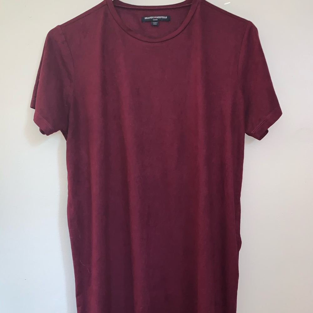 Brandy Melville Burgundy T-Shirt Dress